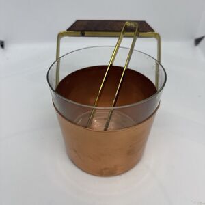 Copper Glass Ice Cube Container Ice Bucket with Pliers Vintage 1960s - 1970s